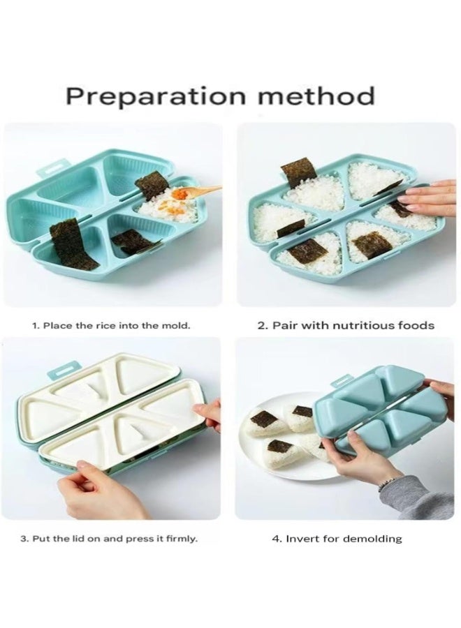 LYNLYN 6-in-1 Onigiri Rice Ball Mold, Triangle Sushi Maker with Non-Stick Design, Multifunctional Rice Mold for Bento, Lunch Boxes and Easy Storage - Image 5